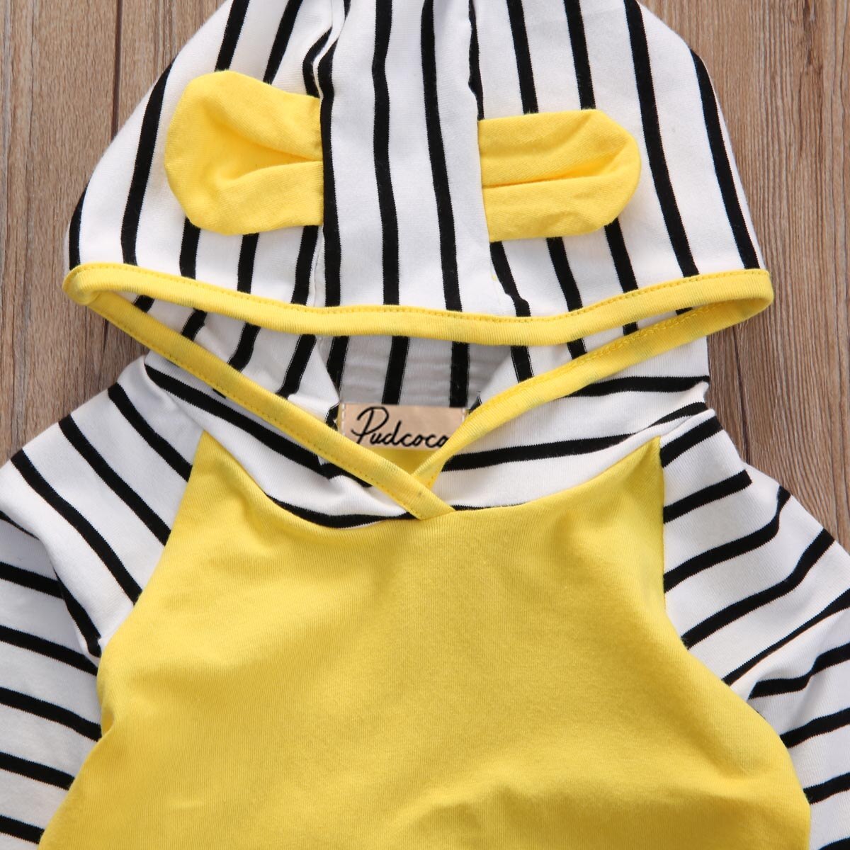Yellow Striped Hooded jump suit