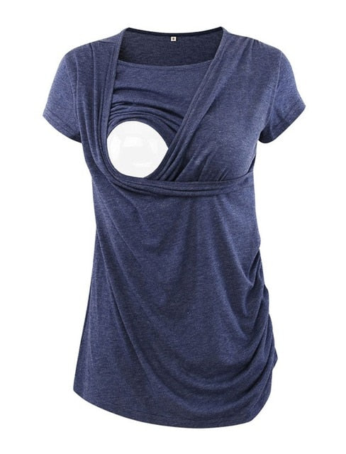 Summer Maternity Nursing Tops Casual Short Sleeve
