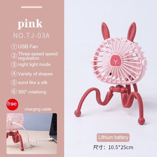 Stroller Fan Portable Desk Handheld Baby Bed Car Seat Fan USB Rechargeable Fan Baby Stroller Accessories Fan For Baby Stroller
