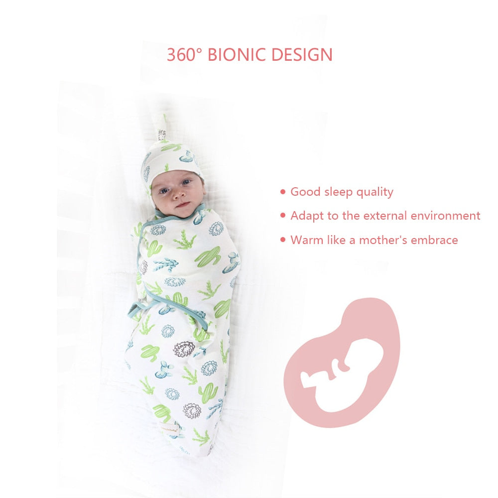 Baby Swaddle Blanket + Cap