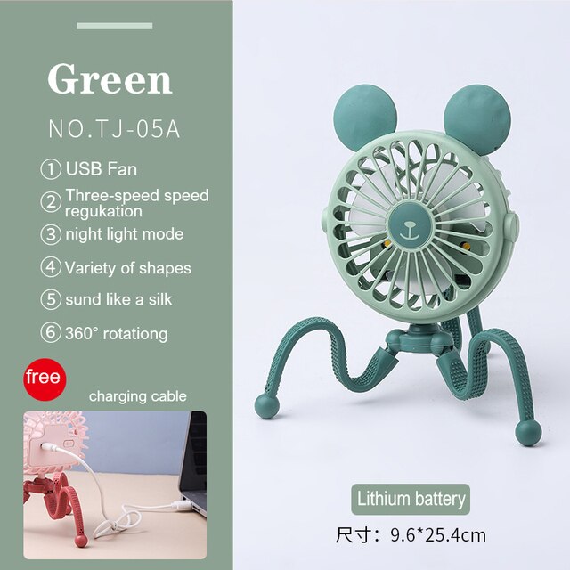 Stroller Fan Portable Desk Handheld Baby Bed Car Seat Fan USB Rechargeable Fan Baby Stroller Accessories Fan For Baby Stroller