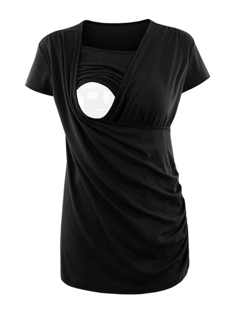 Summer Maternity Nursing Tops Casual Short Sleeve