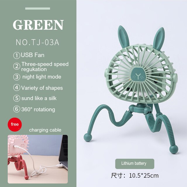 Stroller Fan Portable Desk Handheld Baby Bed Car Seat Fan USB Rechargeable Fan Baby Stroller Accessories Fan For Baby Stroller