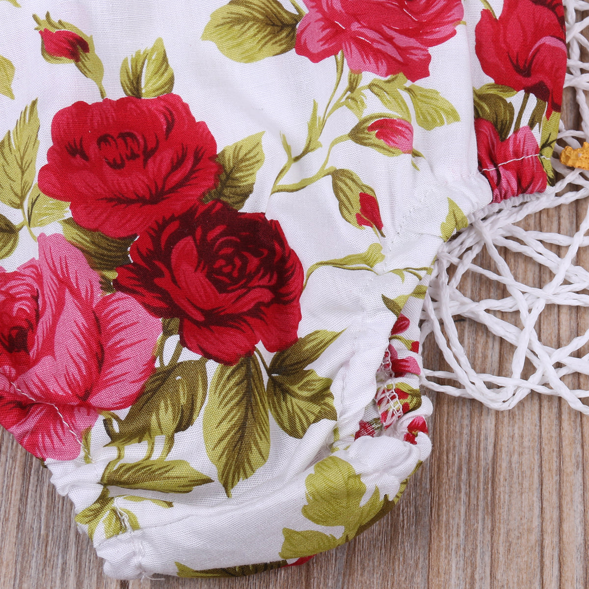 Adorable 2pcs Rose Romper+Headband