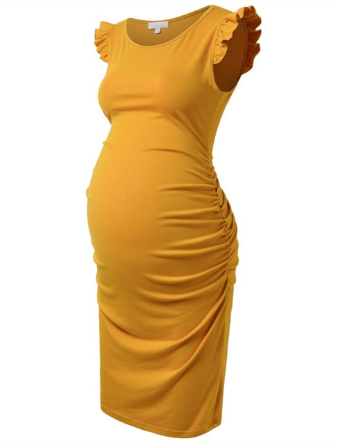 Summer Stretchy Flying Sleeve Ruched Side