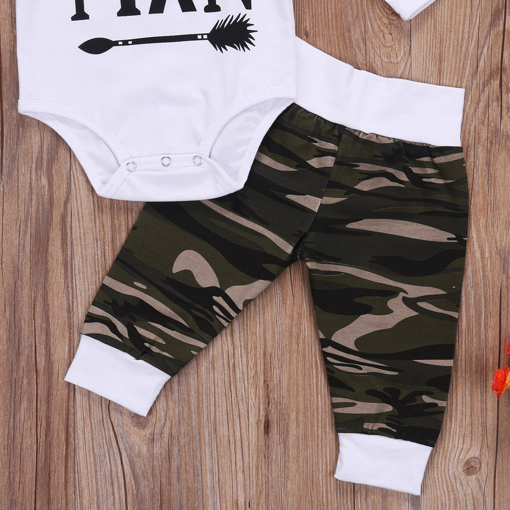 little Man 3Pcs Newborn Baby Boy Camo outfit