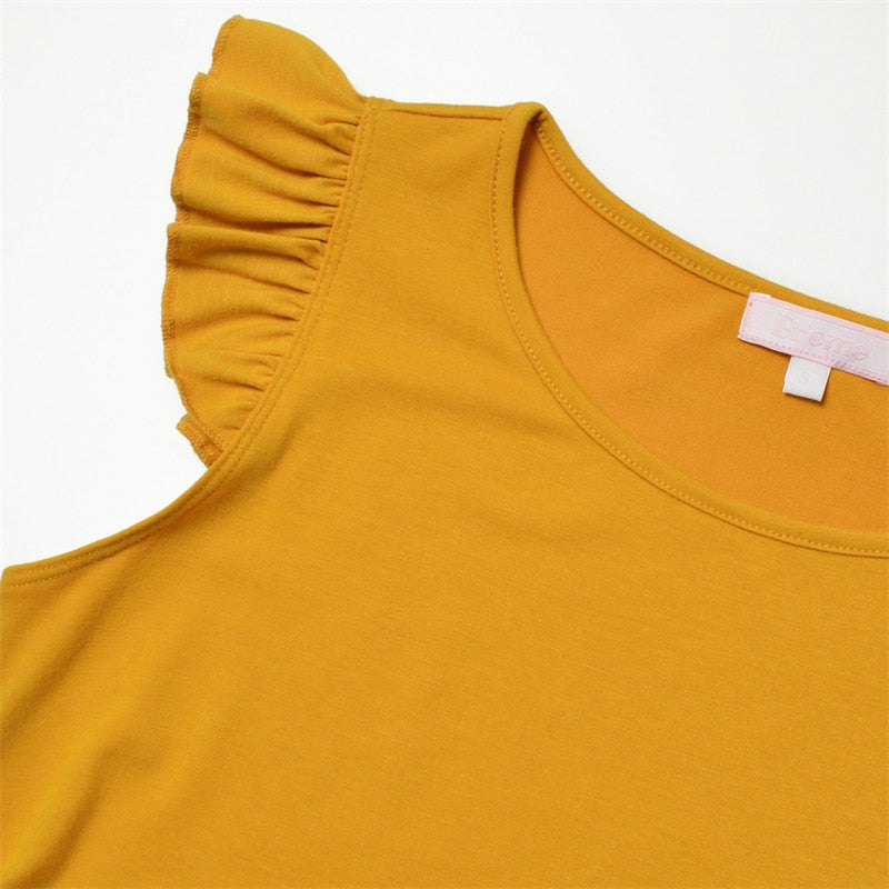 Summer Stretchy Flying Sleeve Ruched Side
