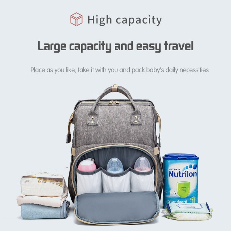Fashion New Diaper Bags Backpack Multifunctional Foldable Baby Bed Crib Bag Large Capacity Stroller Bag Insulation Nursing