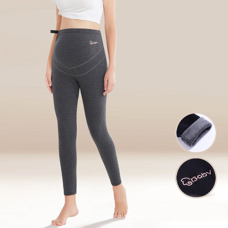 Winter Warm Velvet Maternity high waist support Leggings
