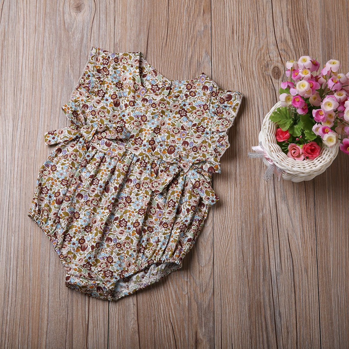 Summer Flower Ruffles Romper