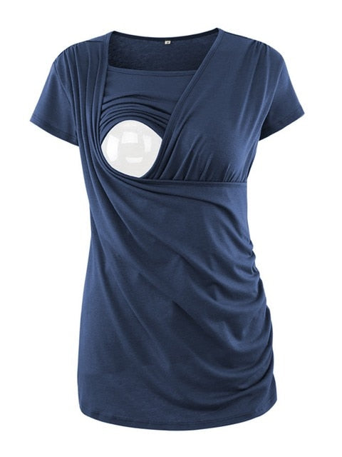 Summer Maternity Nursing Tops Casual Short Sleeve
