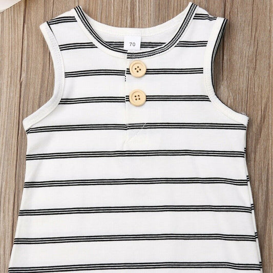Infant Baby Boy Girl Striped Romper Clothes Sleeveless Striped Summer Outfit Jumpsuit
