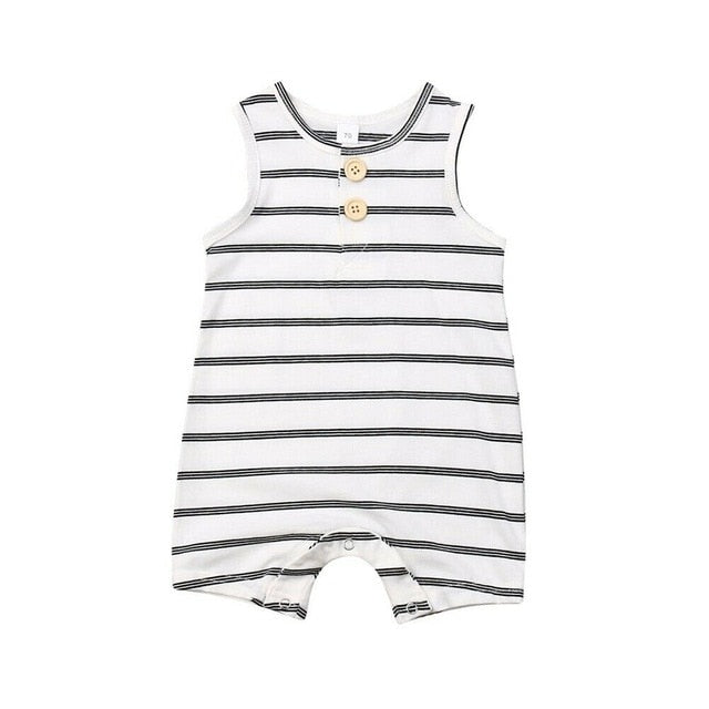 Infant Baby Boy Girl Striped Romper Clothes Sleeveless Striped Summer Outfit Jumpsuit