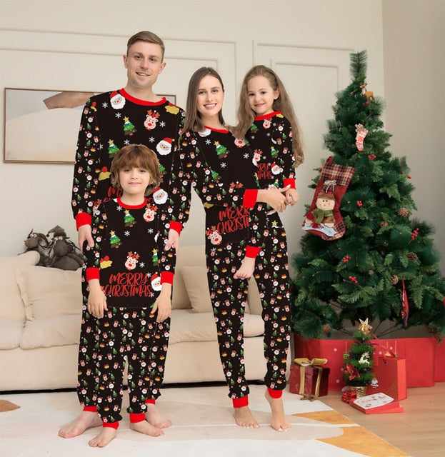 Family Matching Pajamas Set New Arrivals Christmas Tree Santa Deer Print Adult Kids Pjs Baby Jumpsuit, Dog