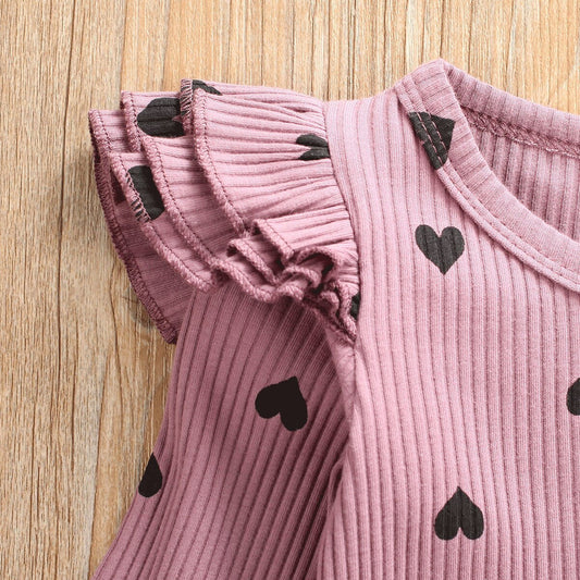 Newborn Girls Baby Romper Polka Dot Hearts