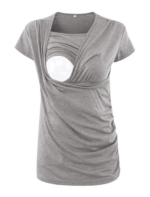 Summer Maternity Nursing Tops Casual Short Sleeve