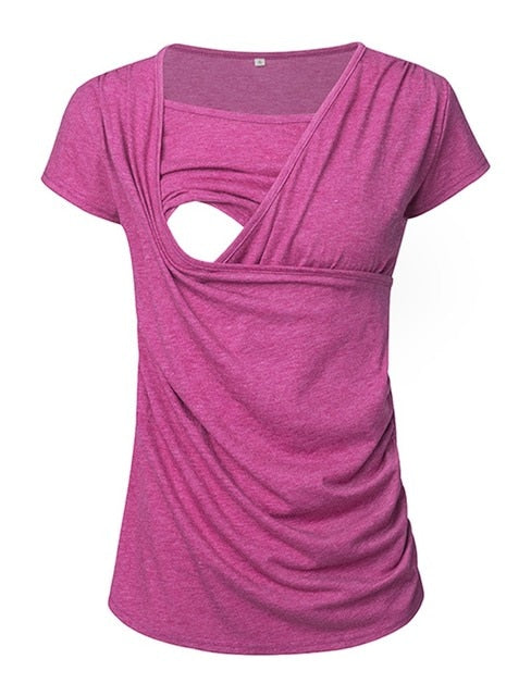 Summer Maternity Nursing Tops Casual Short Sleeve