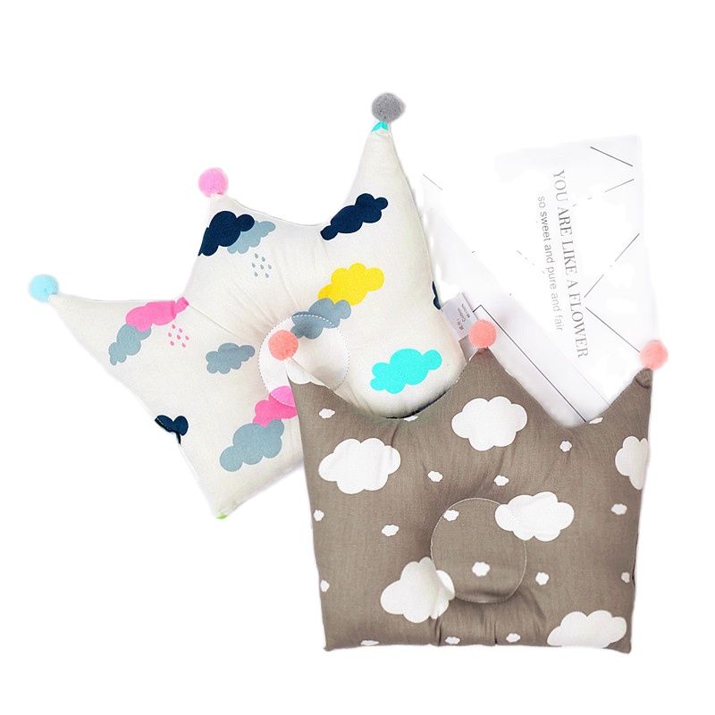 Newborn Baby Shaping Pillow Cute Crown Shape Backrest Cushion 0-1 Years Old Anti-head Correction Pillow Baby Bedding