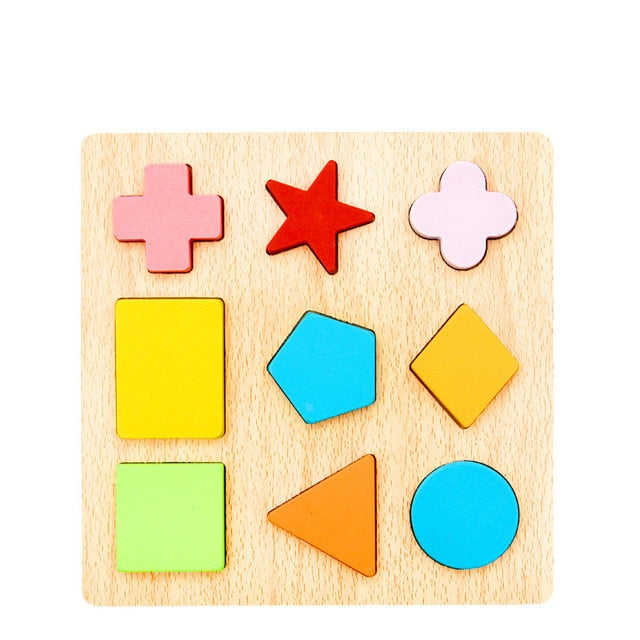 Colorful 3D Puzzle Wooden Tangram Math Toys Cube Game Children Pre-school Magination Shapes Puzzle Educational