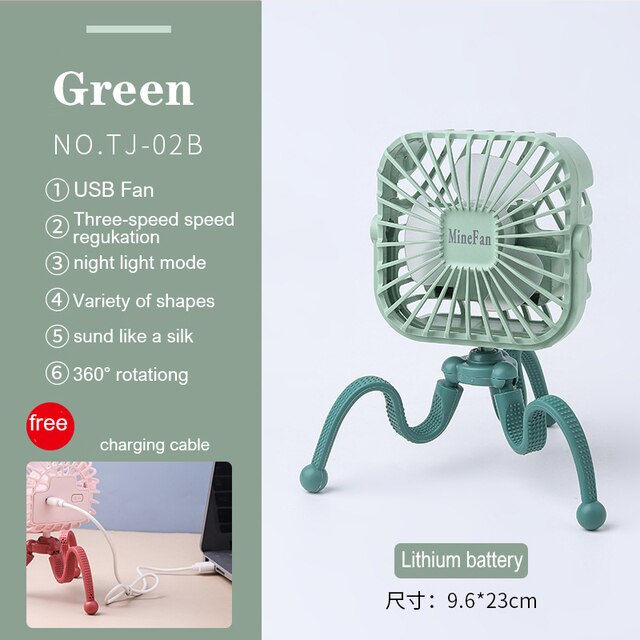 Stroller Fan Portable Desk Handheld Baby Bed Car Seat Fan USB Rechargeable Fan Baby Stroller Accessories Fan For Baby Stroller