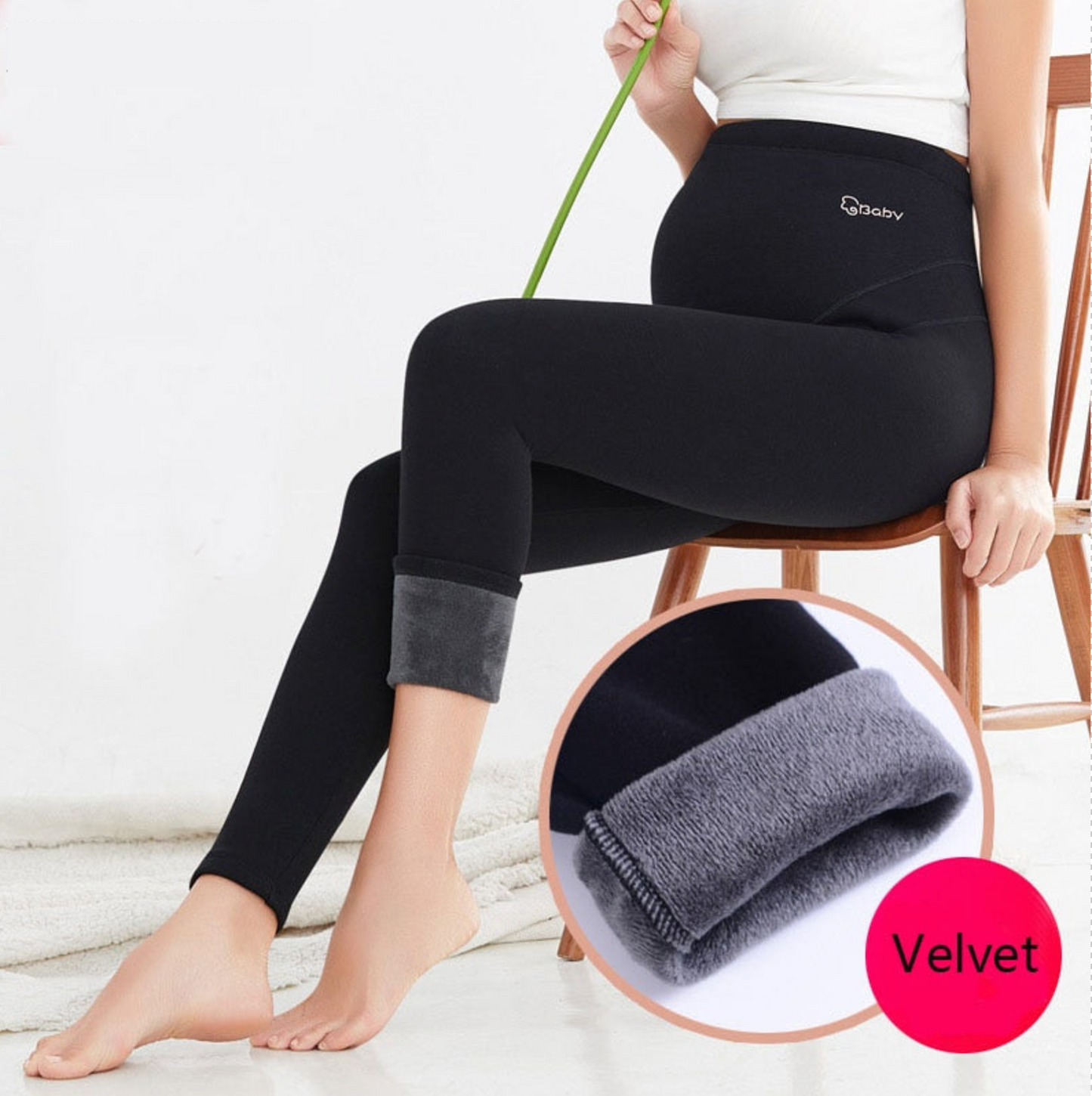 Winter Warm Velvet Maternity high waist support Leggings