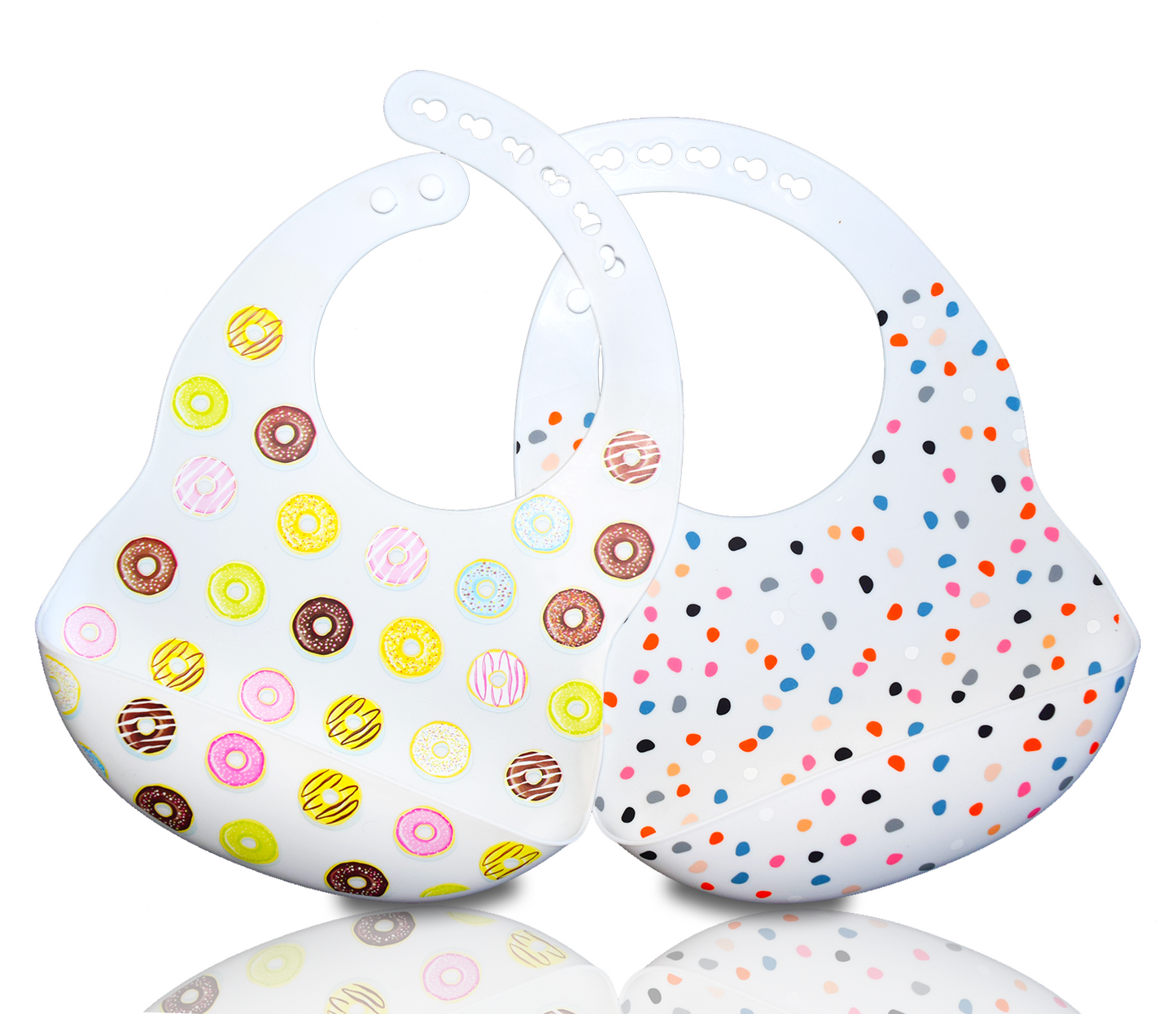 Silicone Baby Bibs Easily Wipe Clean - Comfortable Soft Waterproof Bib Keeps Stains Off, Set of 2 Colors