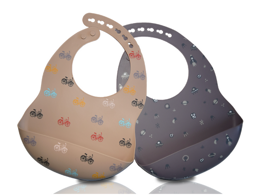 Silicone Baby Bibs Easily Wipe Clean - Comfortable Soft Waterproof Bib Keeps Stains Off, Set of 2 Colors
