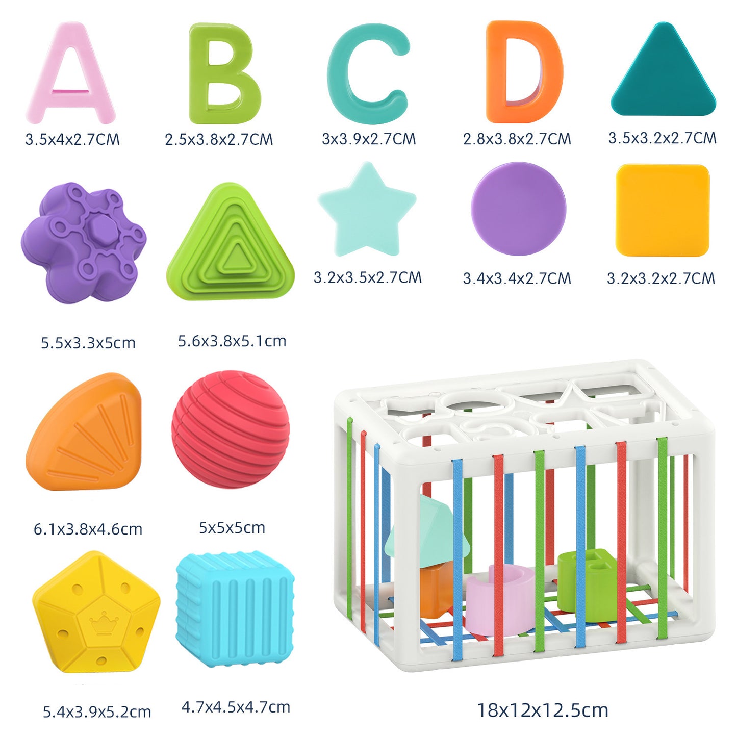 Montessori Toys Shape Sorting Blocks Learning Educational 14Pc