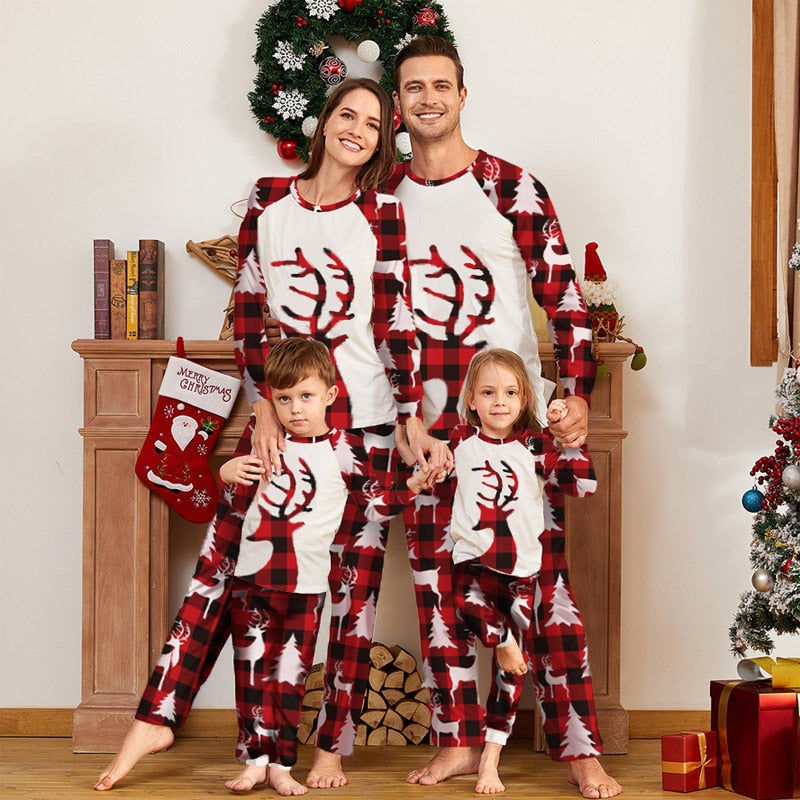 Xmas elk family Matching Pajamas Christmas Classic Print Dad, Mother, Daughter Sleepwear Baby Boys, Girls
