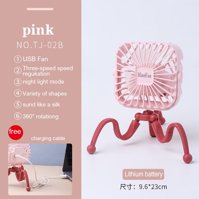 Stroller Fan Portable Desk Handheld Baby Bed Car Seat Fan USB Rechargeable Fan Baby Stroller Accessories Fan For Baby Stroller