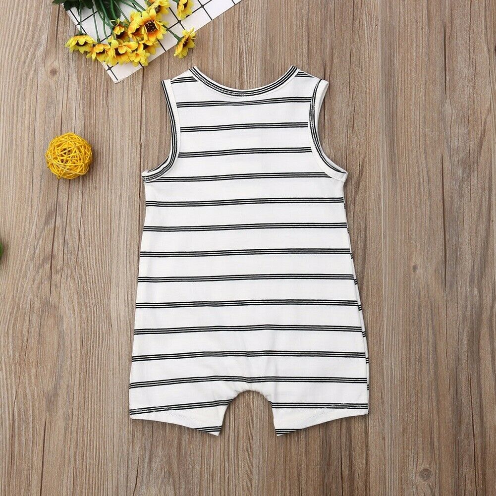 Infant Baby Boy Girl Striped Romper Clothes Sleeveless Striped Summer Outfit Jumpsuit