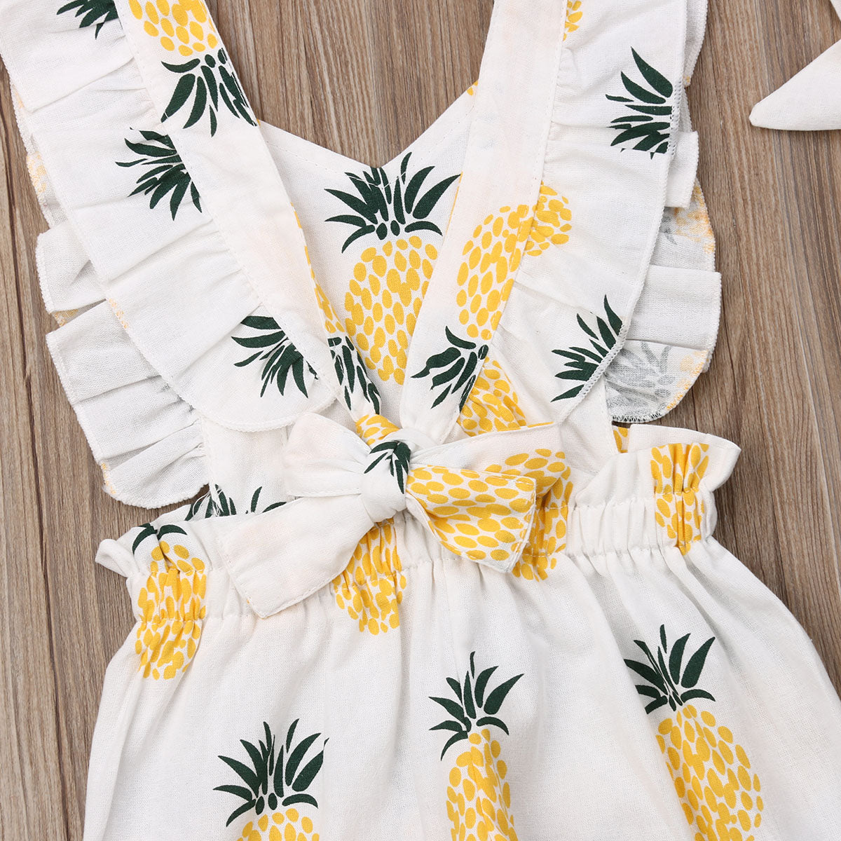 Pineapple Ruffle Romper Jumpsuit & Headband 2Pcs