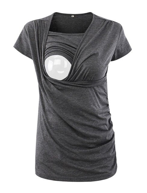 Summer Maternity Nursing Tops Casual Short Sleeve