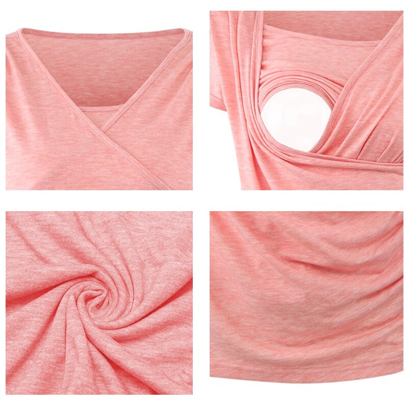 Summer Maternity Nursing Tops Casual Short Sleeve