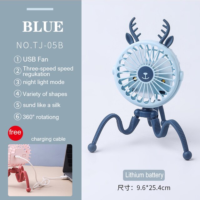 Stroller Fan Portable Desk Handheld Baby Bed Car Seat Fan USB Rechargeable Fan Baby Stroller Accessories Fan For Baby Stroller