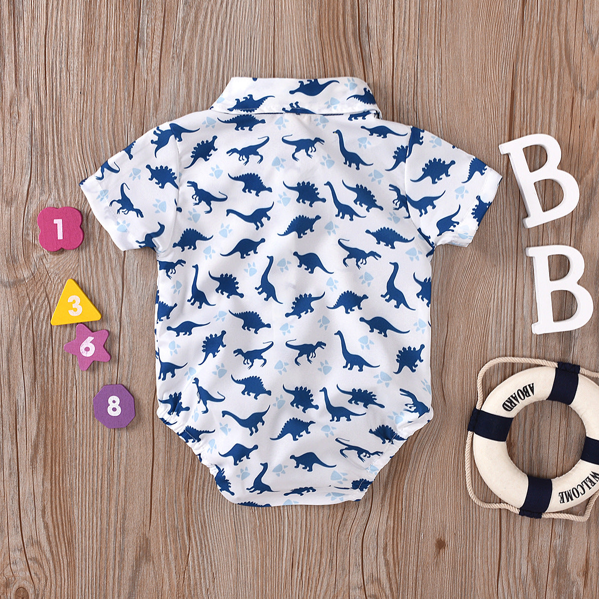 Baby Boy Clothes With Beret Newborn Baby Clothes 0 3 Months Summer Cotton Dinosaur Print Jumpsuit + Suspender Shorts Kid Outfit