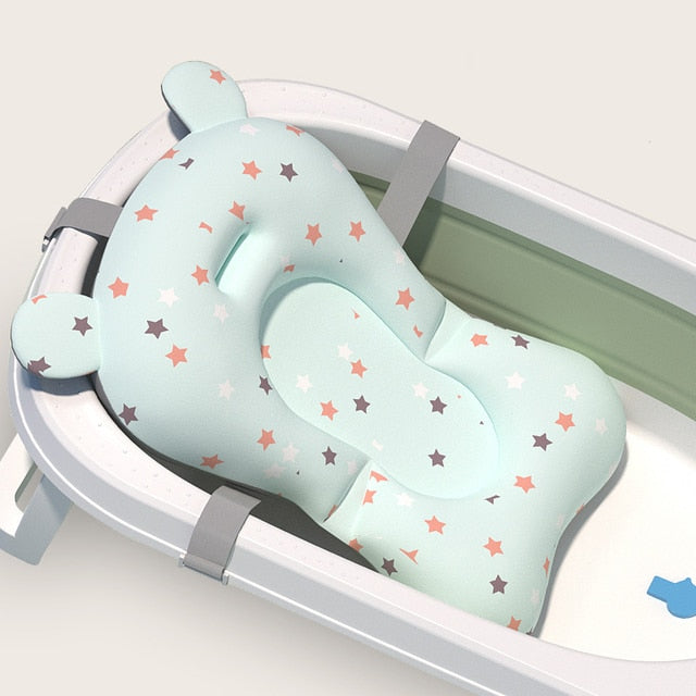 Baby Bath Seat Support Mat Foldable Baby Bath Tub Pad & Chair Newborn Bathtub Pillow Infant Anti-Slip Soft Comfort Body Cushion