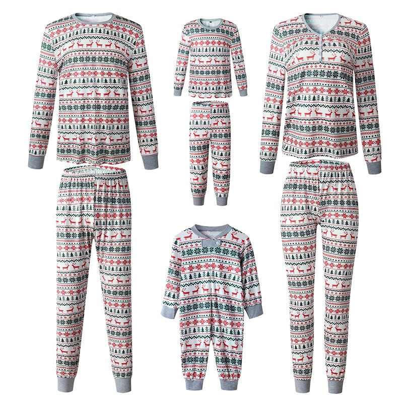 Family Matching Pajamas Classic Print Dad, Mother, Daughter Sleepwear Baby Boys Girls