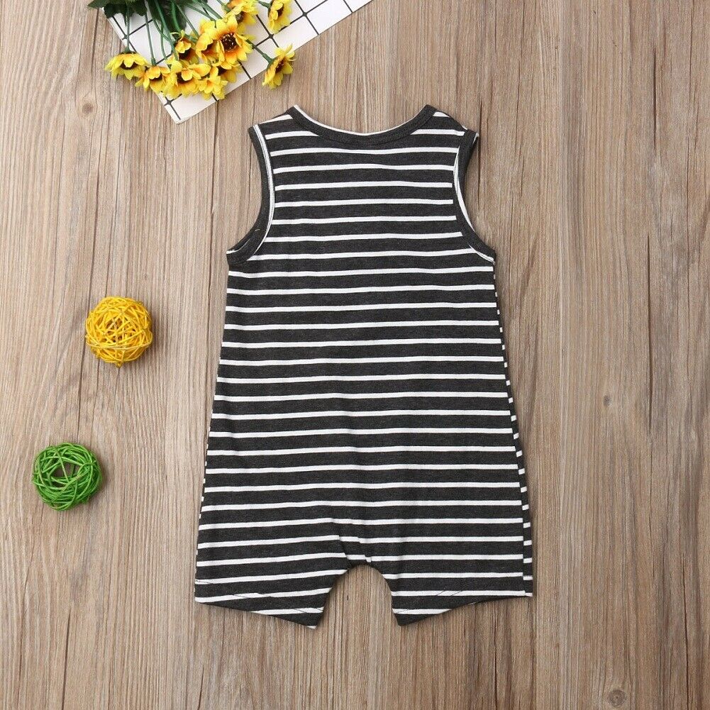 Infant Baby Boy Girl Striped Romper Clothes Sleeveless Striped Summer Outfit Jumpsuit