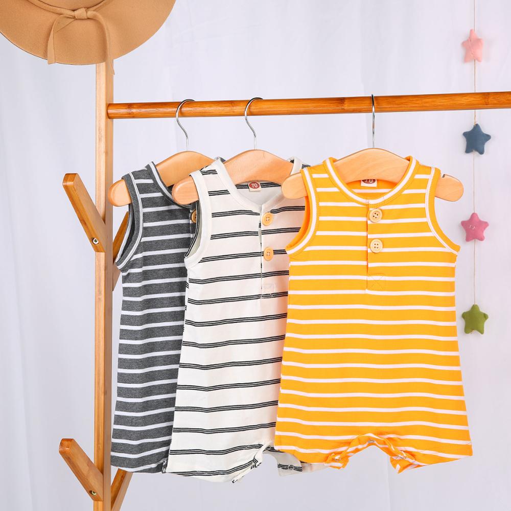 Infant Baby Boy Girl Striped Romper Clothes Sleeveless Striped Summer Outfit Jumpsuit