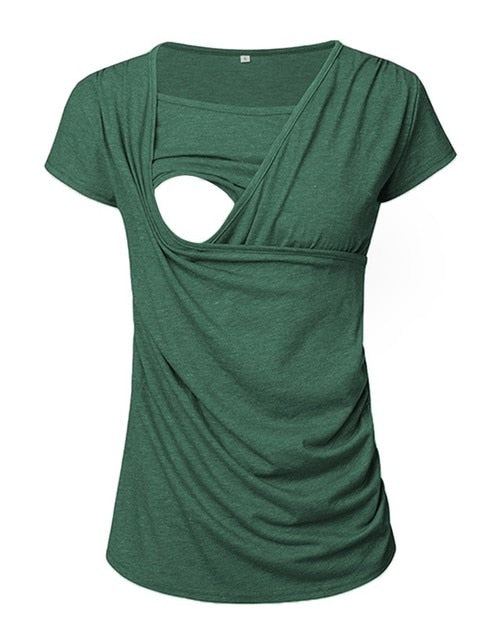 Summer Maternity Nursing Tops Casual Short Sleeve