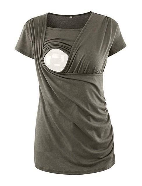 Summer Maternity Nursing Tops Casual Short Sleeve