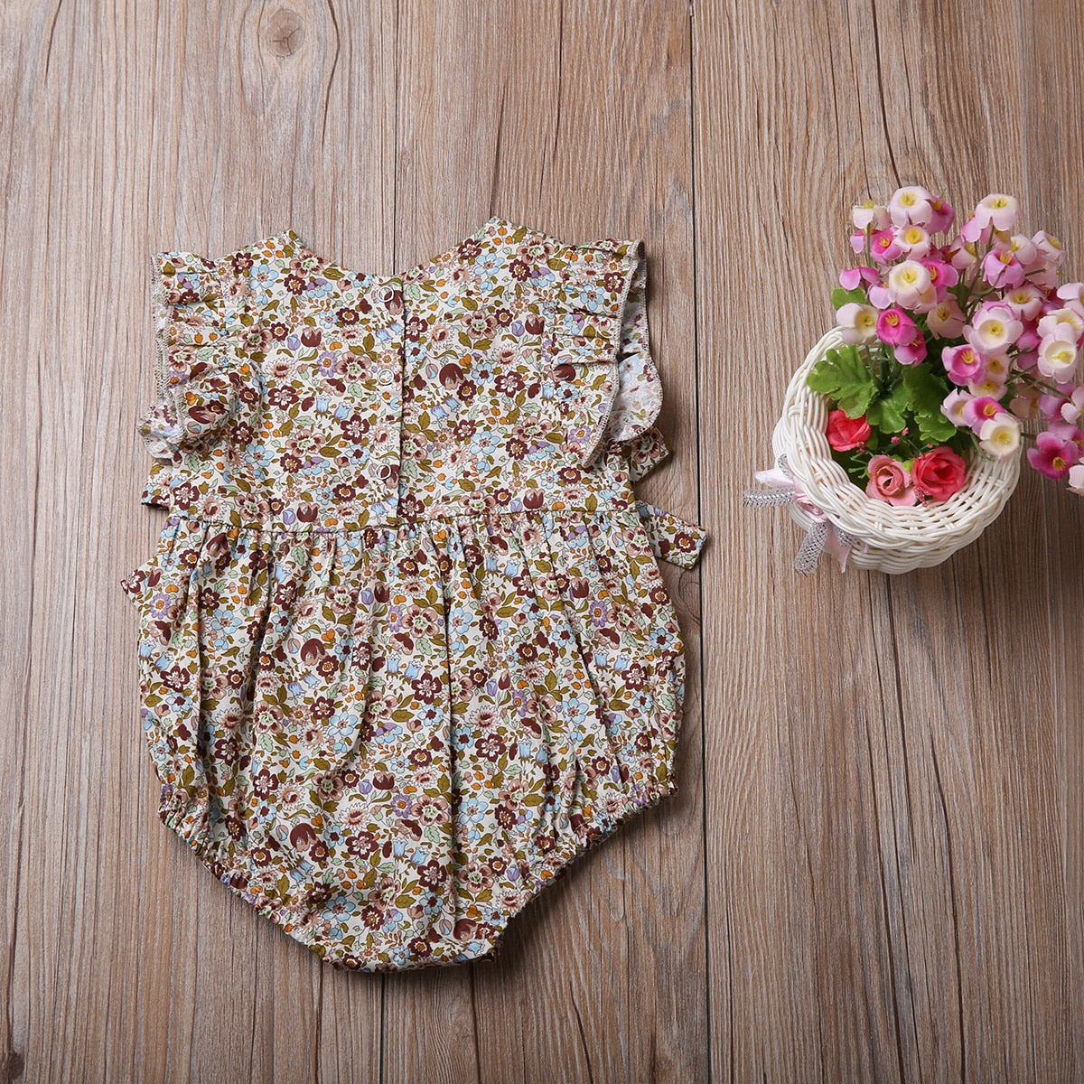 Summer Flower Ruffles Romper