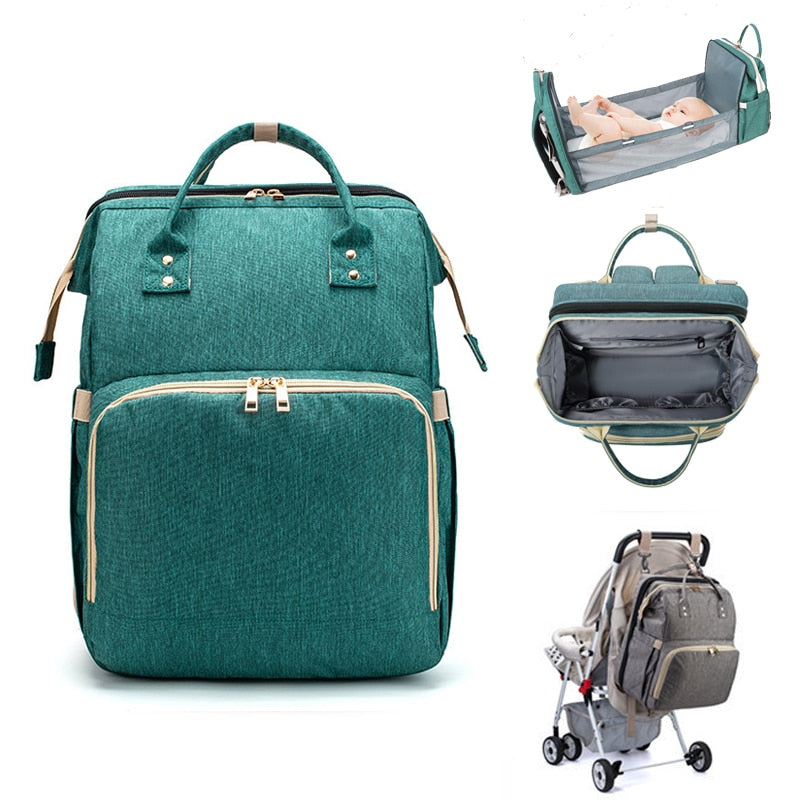Fashion New Diaper Bags Backpack Multifunctional Foldable Baby Bed Crib Bag Large Capacity Stroller Bag Insulation Nursing