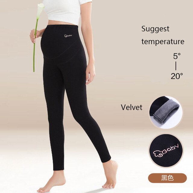Winter Warm Velvet Maternity high waist support Leggings