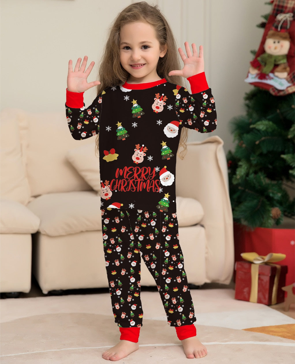 Family Matching Pajamas Set New Arrivals Christmas Tree Santa Deer Print Adult Kids Pjs Baby Jumpsuit, Dog