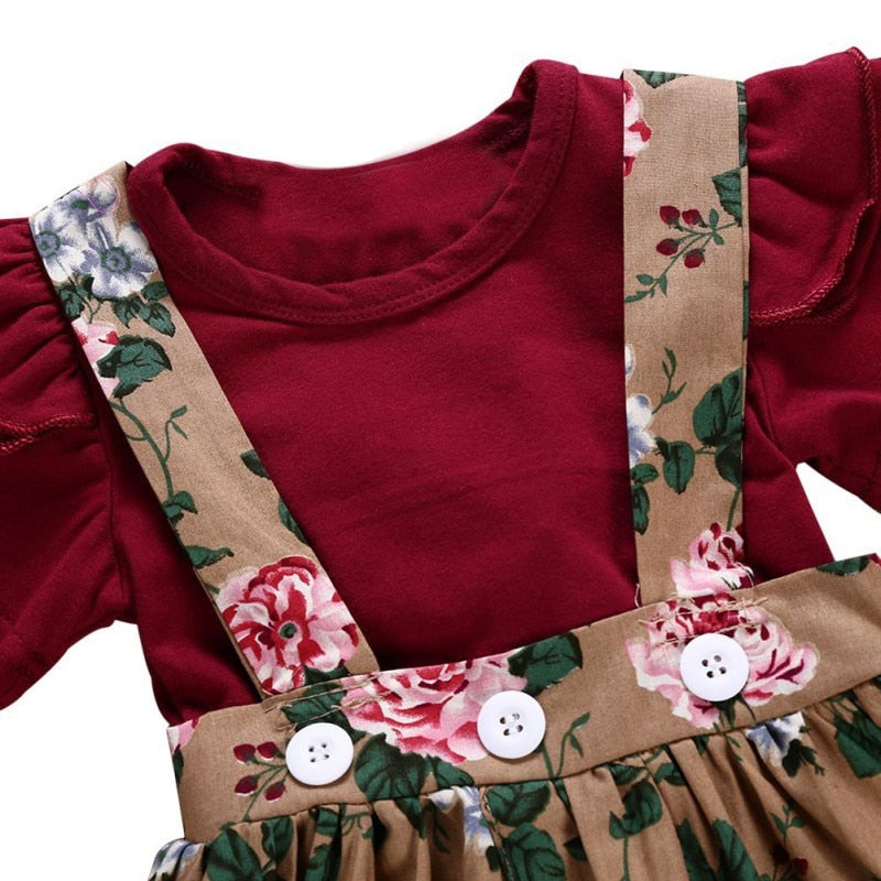 Short Sleeve Flare Romper + Floral Print Dress +Bow Headband