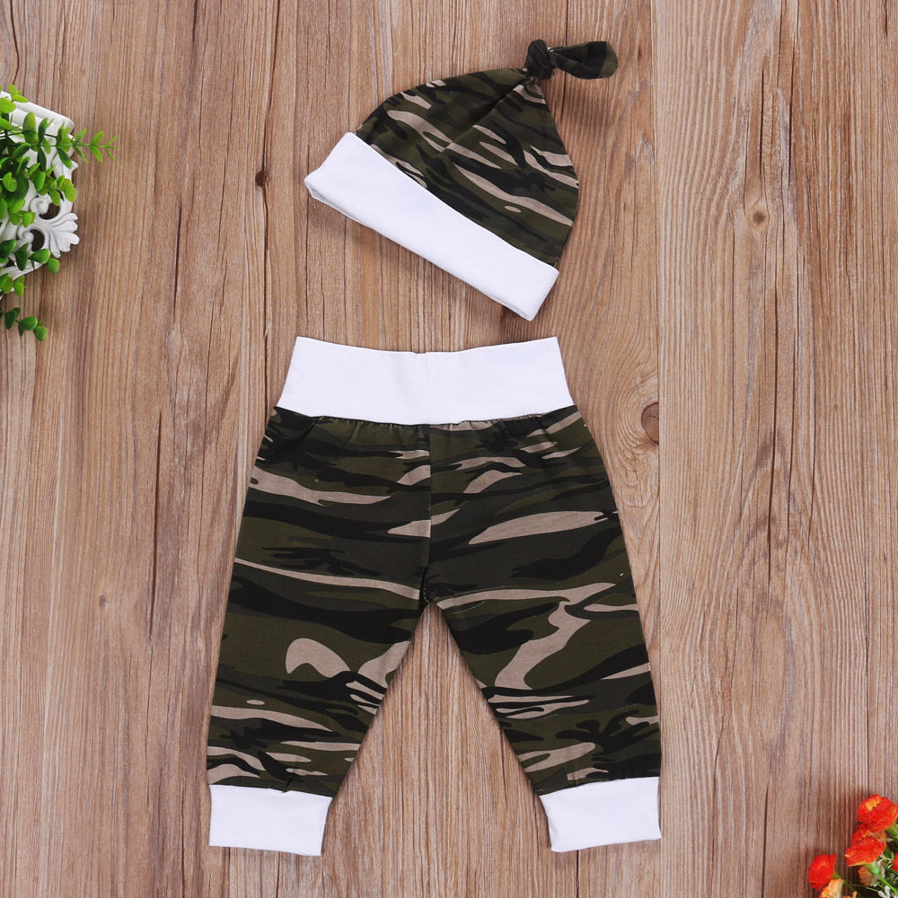 little Man 3Pcs Newborn Baby Boy Camo outfit