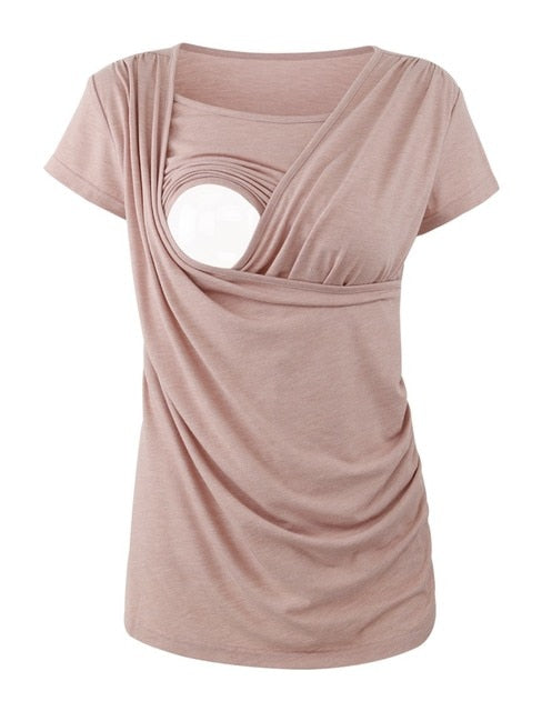 Summer Maternity Nursing Tops Casual Short Sleeve
