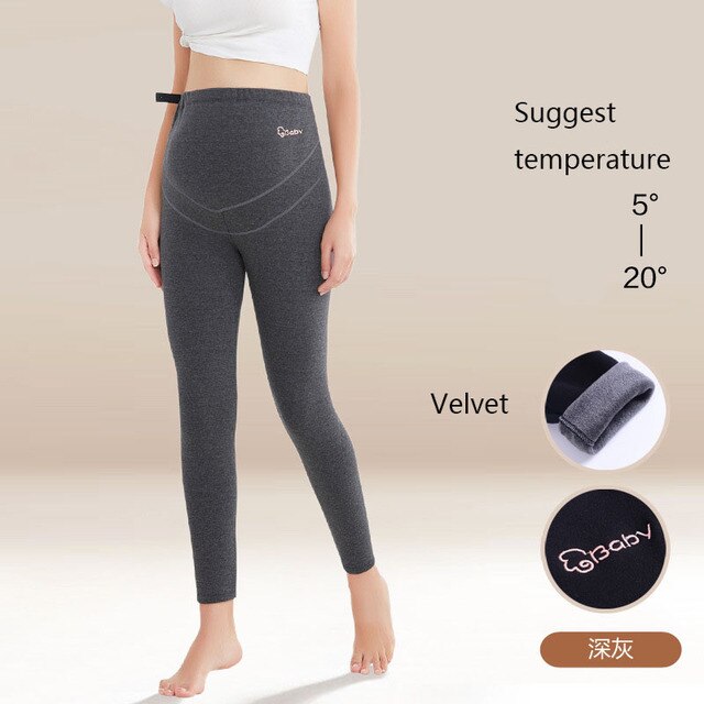 Winter Warm Velvet Maternity high waist support Leggings
